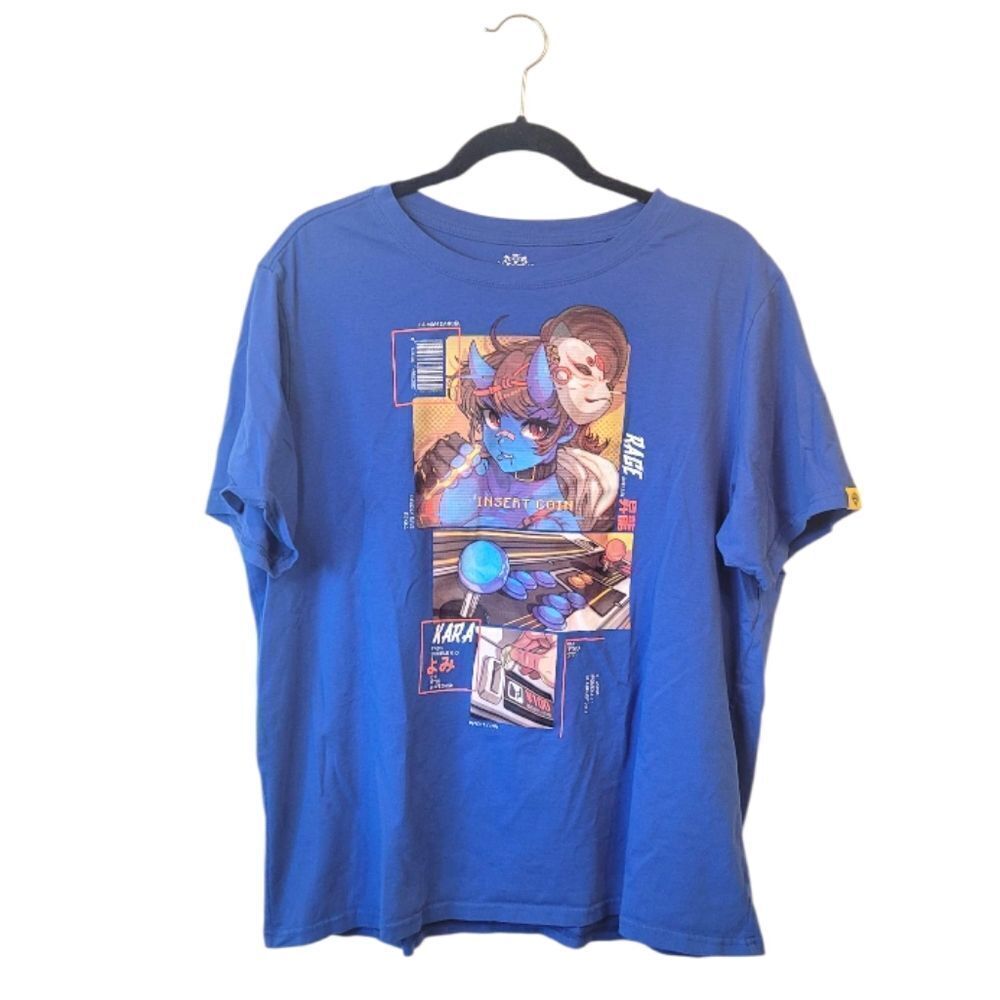 Bosuman Men's Cobalt Blue Anime Motif T-Shirt Size XL